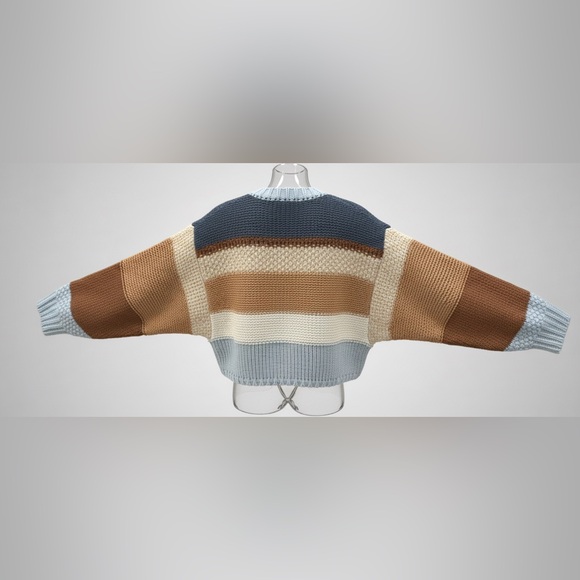 Simply Southern Striped Cropped Sweater for Women in Coast Size Medium - Picture 3 of 4